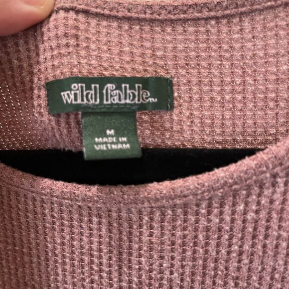 Wild Fable Mauve Waffle Knit Short Sleeve Dress Pockets Juniors Womens Size M - Picture 5 of 10